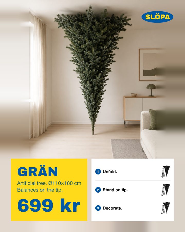 GRÄN, Artificial tree, 180 cm. Balances on the tip.