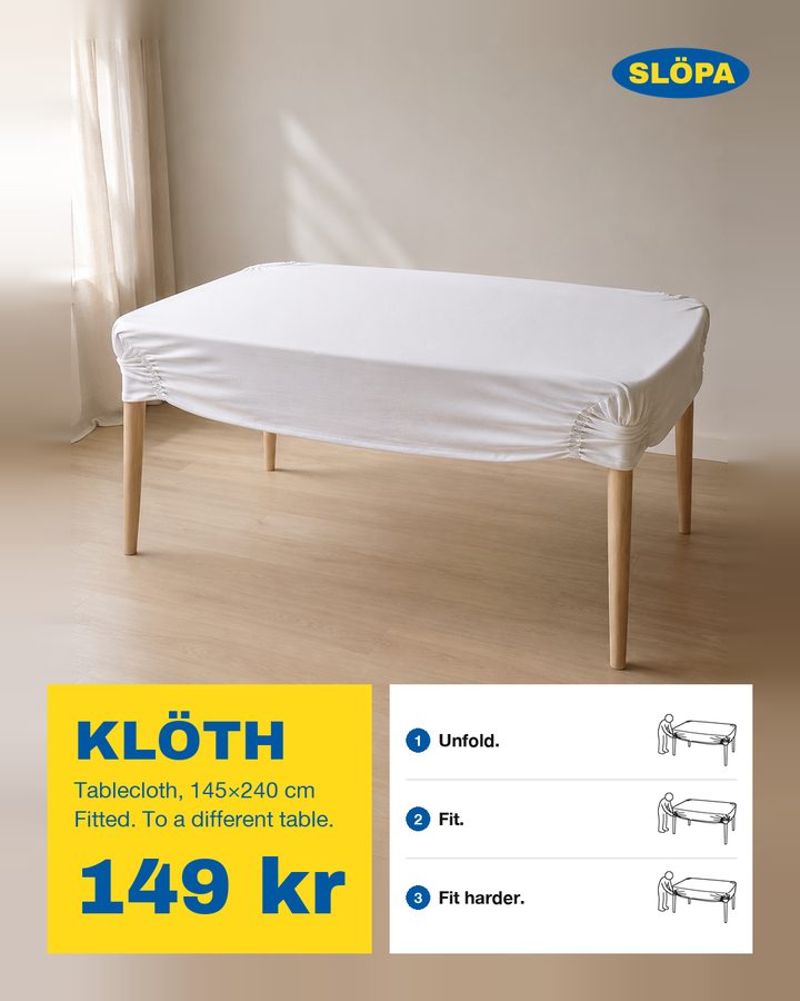 KLÖTH, Tablecloth, 145×240 cm. Fitted. To a different table.