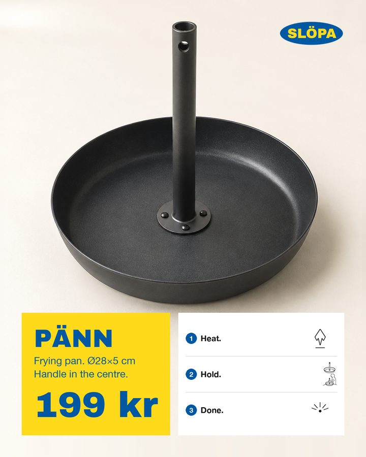 PÄNN, Frying pan, 28 cm. Handle in the centre.