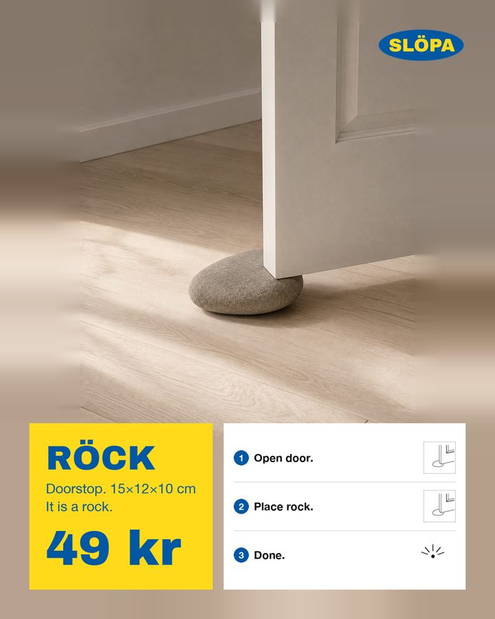 RÖCK, Doorstop. It is a rock.