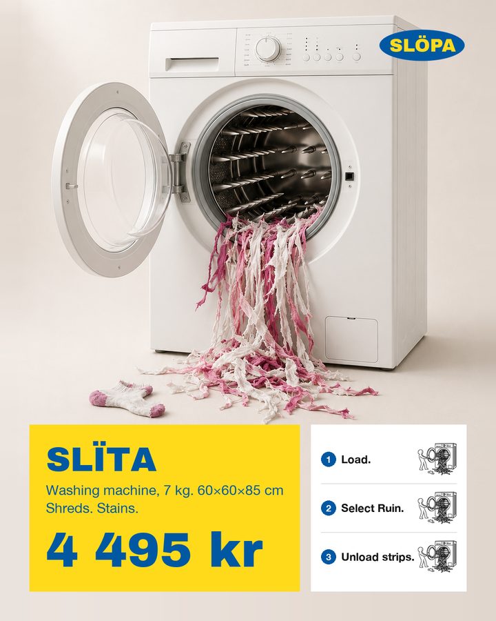 SLÏTA, Washing machine, 7 kg. Shreds. Stains.