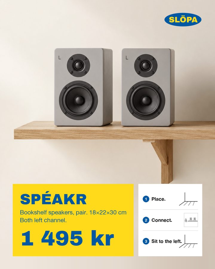 SPÉAKR, Bookshelf speakers, pair. Both left channel.